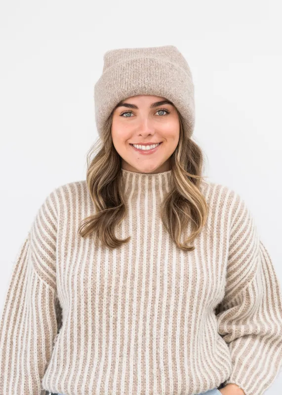 Parker Oversized Beanie in Oatmeal sold by Jones