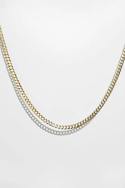 14K Solid Gold Curb Chain Necklace made by Jones