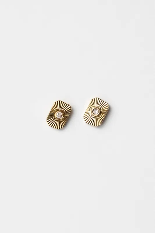 14K Sunburst Diamond Studs made by Jones