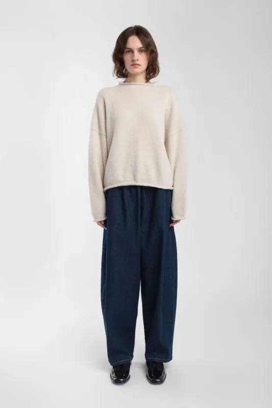 Boucle Rolled Sweater - Cream made by Micaela Greg