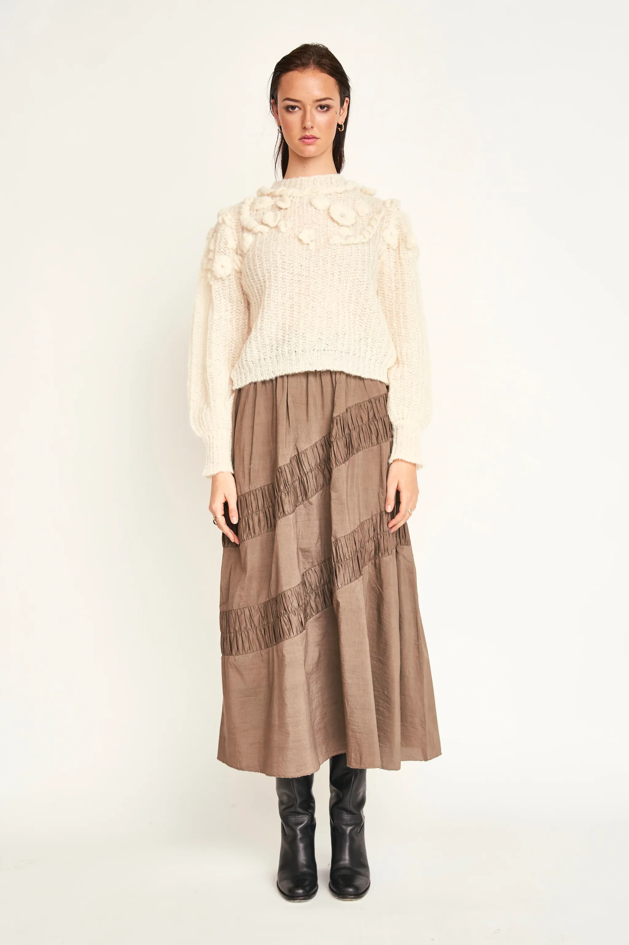 Verona Ruched Skirt - Walnut sold by Jones