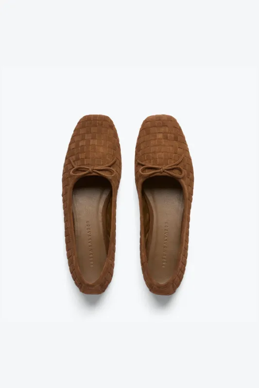 Jada Woven Suede Flats - Toffee sold by Jones