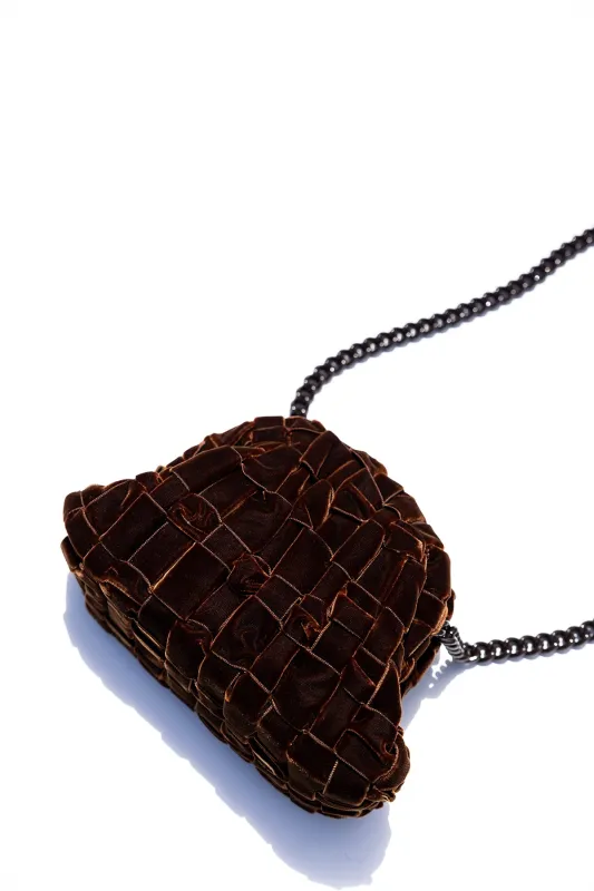 Velvet Mini Game Clutch - Brown sold by Jones