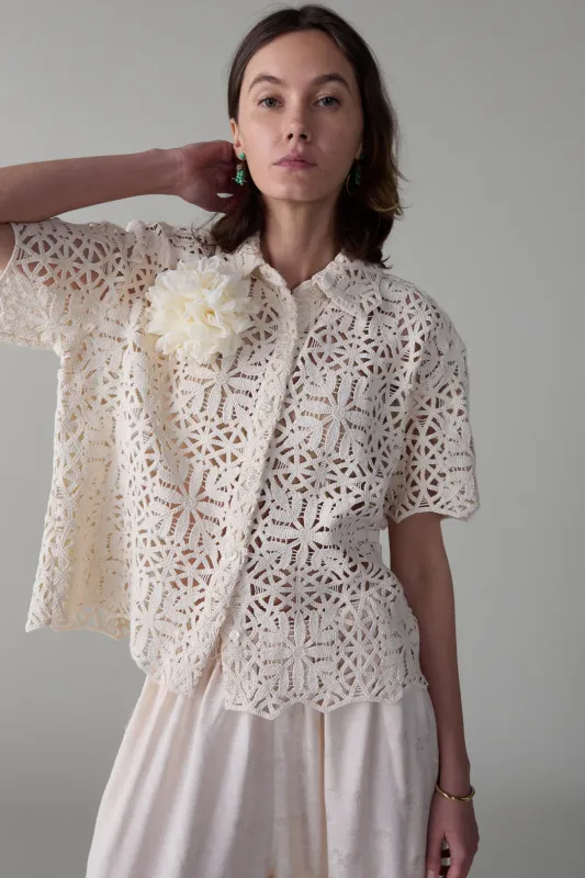 April Shirt - Ivory Cotton Lace sold by Jones