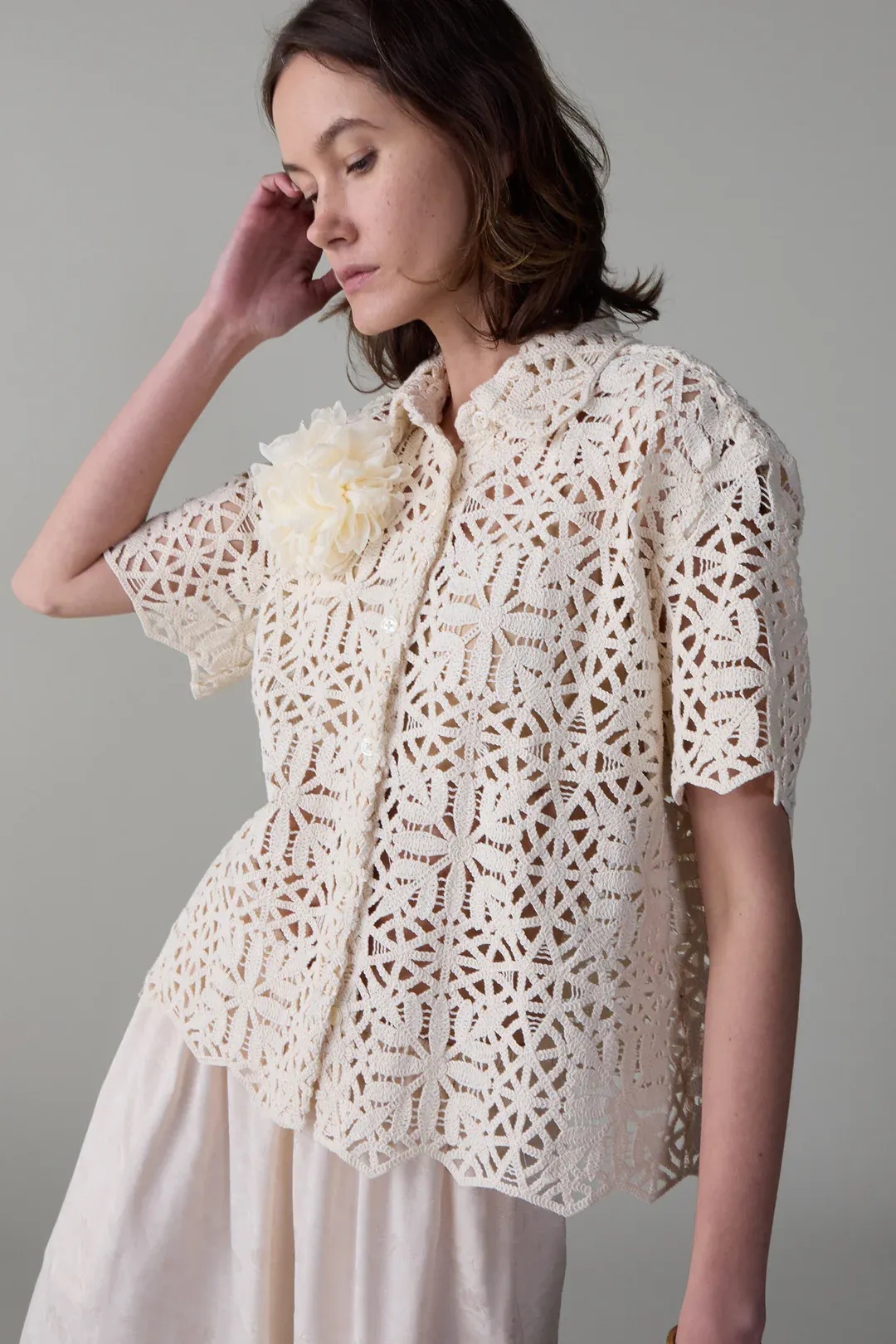 April Shirt - Ivory Cotton Lace sold by Jones product image thumbnail 2