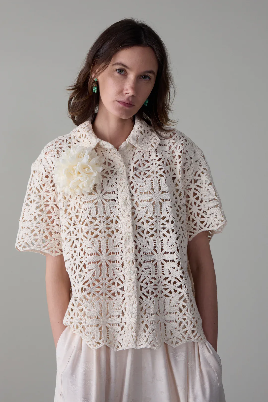 April Shirt - Ivory Cotton Lace sold by Jones product image thumbnail 3