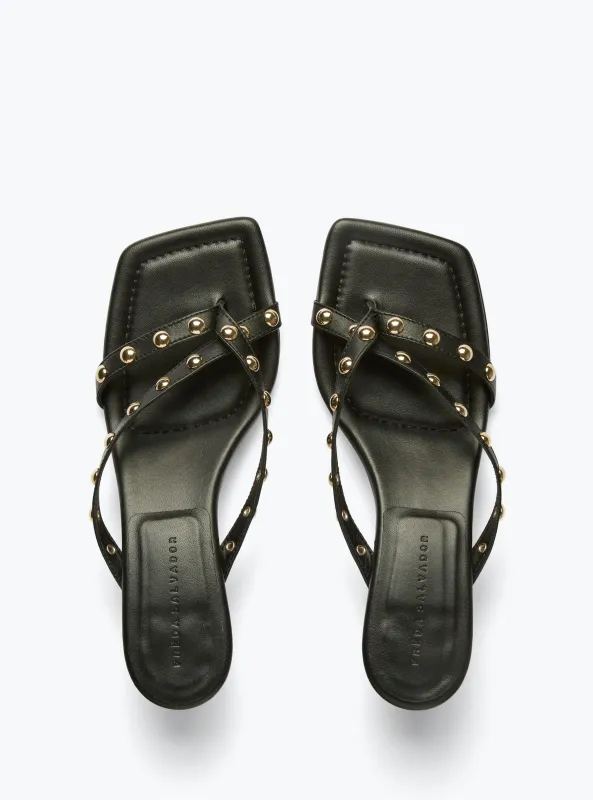 Elaine Heel - Black Nappa with Gold Studs sold by Jones