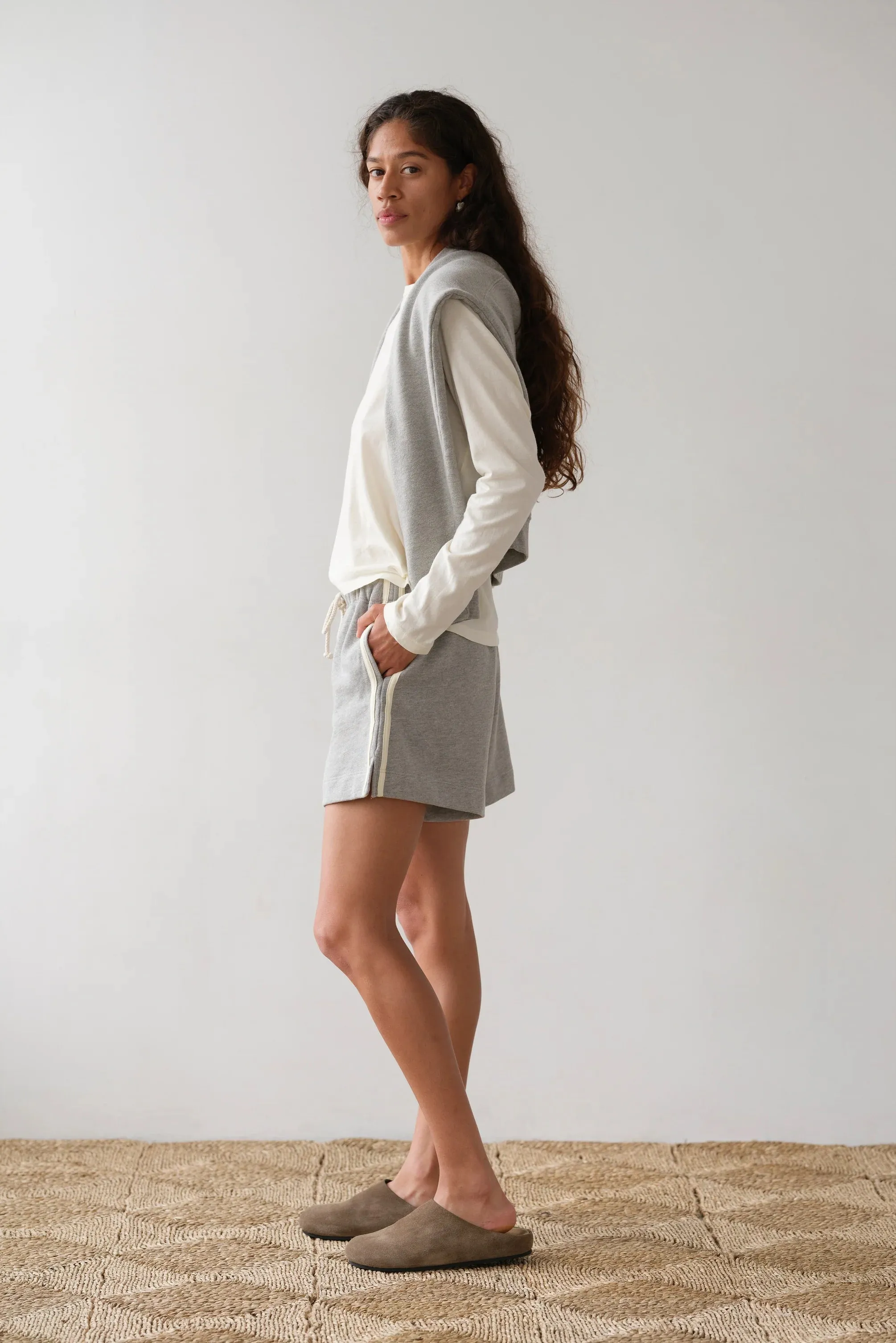 Stripe Eco Terry Short - Heather Grey sold by Jones product image thumbnail 5