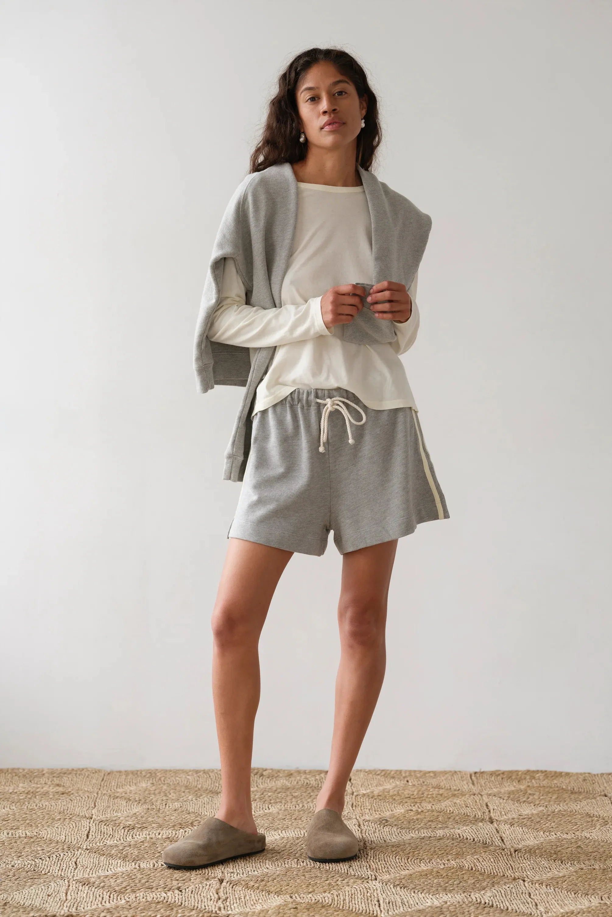 Stripe Eco Terry Short - Heather Grey sold by Jones product image thumbnail 2