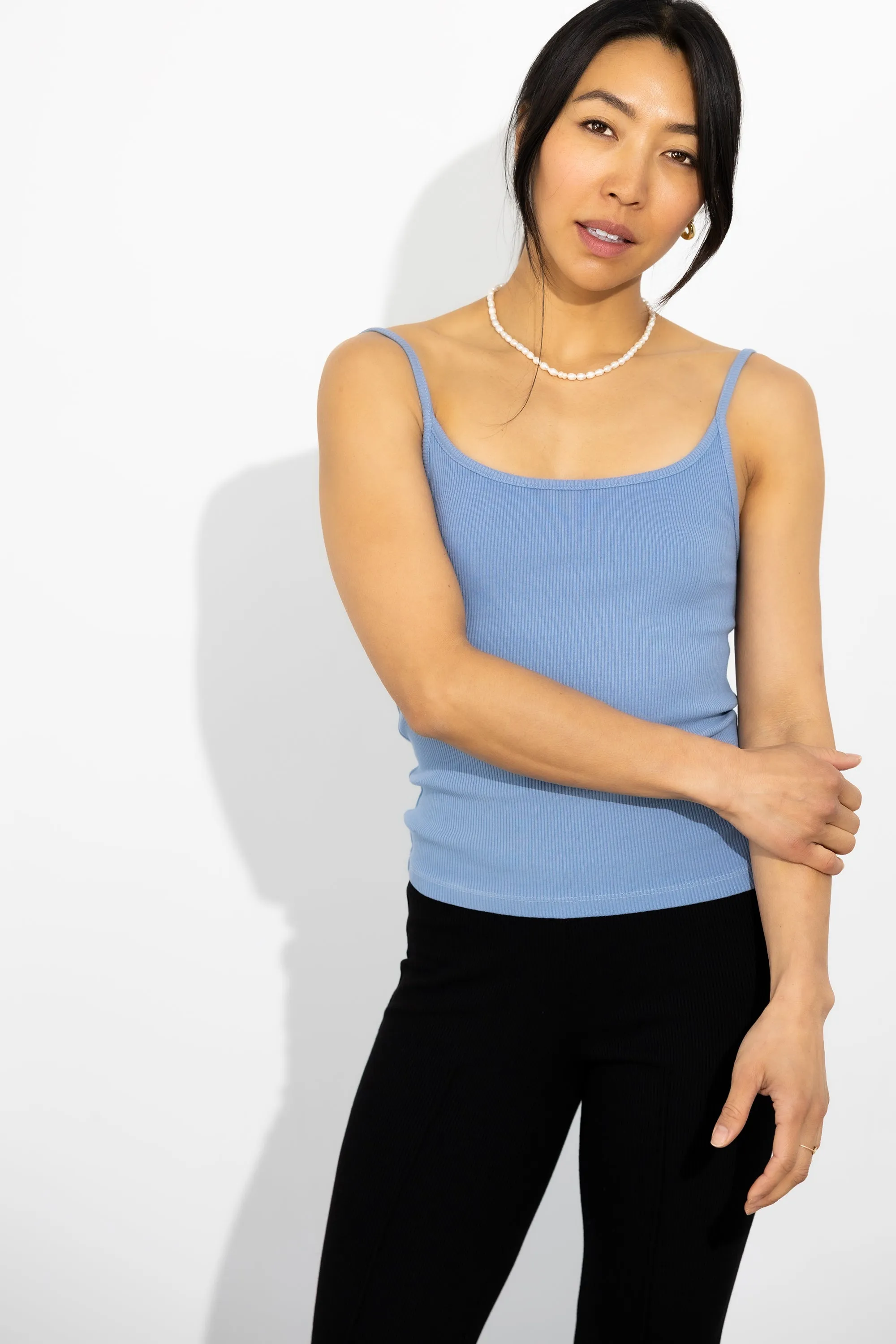 The Rib Spaghetti Tank - Cornflower sold by Jones