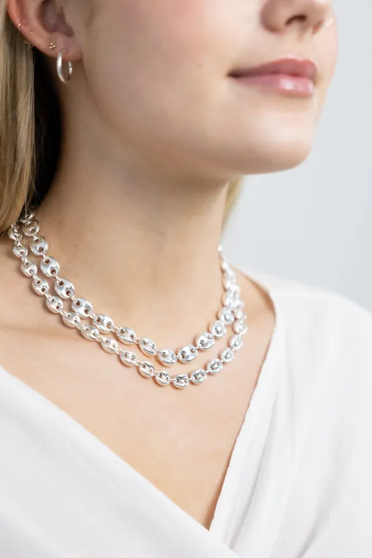 Sterling Silver Puffy Gucci Chain Necklace made by Jones