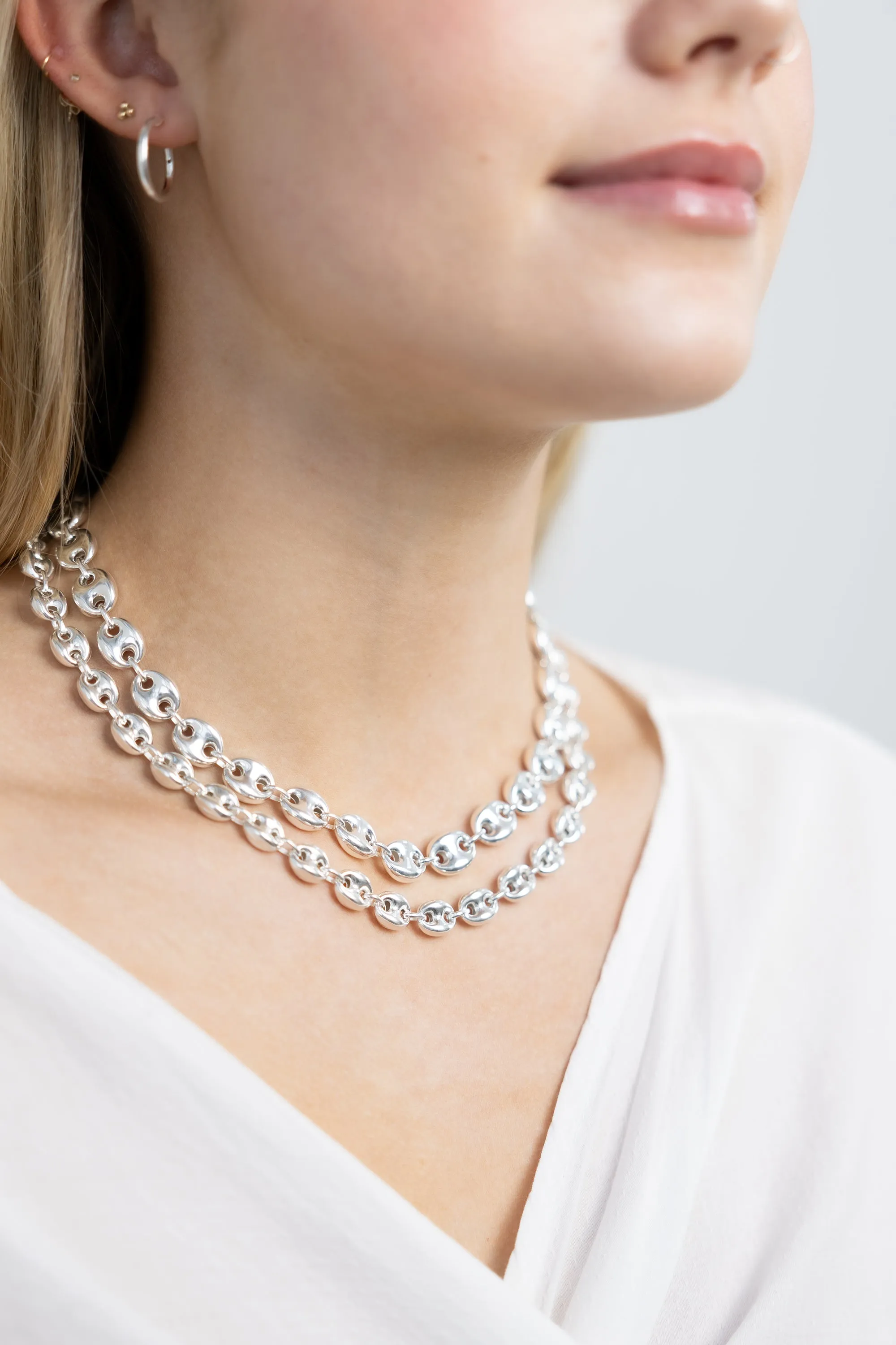 Sterling Silver Puffy Gucci Chain Necklace sold by Jones