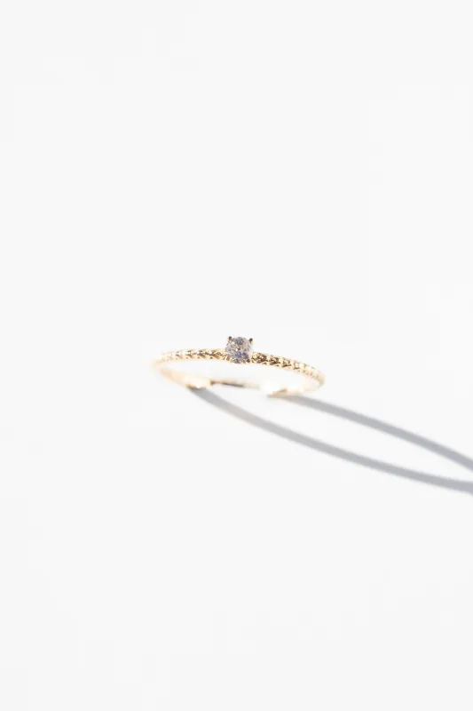 14K Solid Gold Simple Solitaire Skinny Ring made by Jones