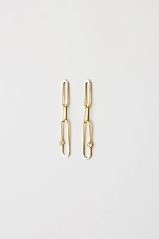 14K Diamond Paper Clip Dangle Earrings made by Jones
