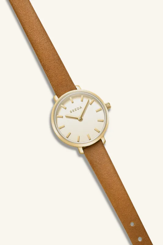 Beverly Watch - Gold Case Brown Leather made by Breda