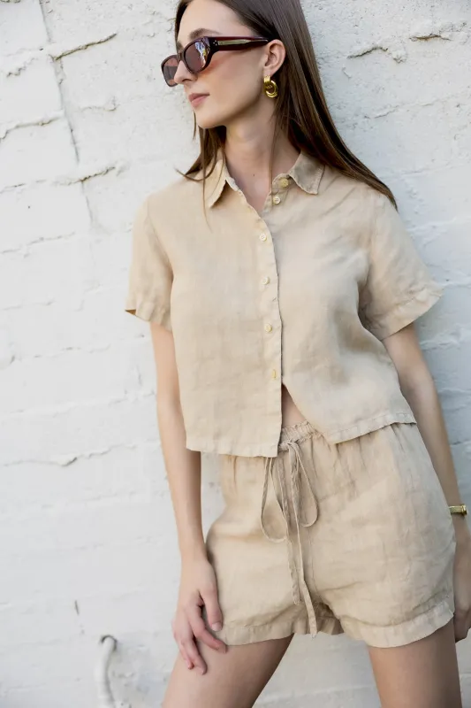 Ida Linen Short - Toffee made by Jones