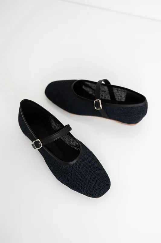Penny Mary Jane Flat – Coal Jute made by Huma Blanco
