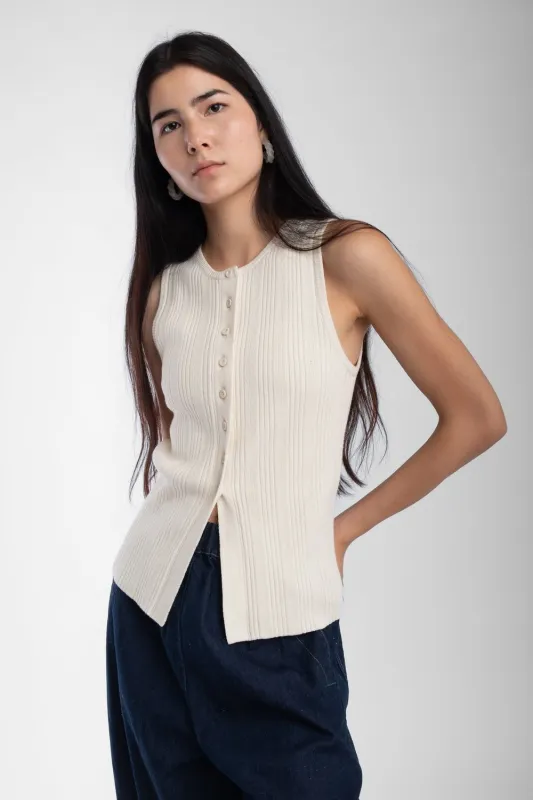 Mix Rib Vest - Cream made by Micaela Greg