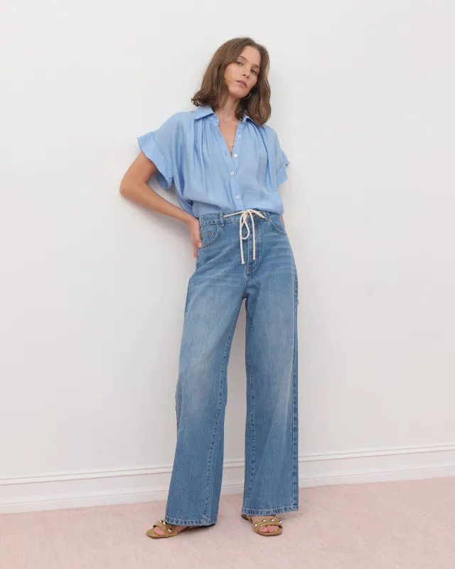 Trinity Button Top - Blue made by Jones