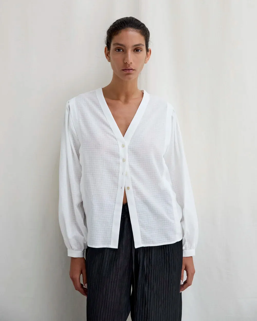 Rodas Blouse - White Check sold by Jones product image thumbnail 3