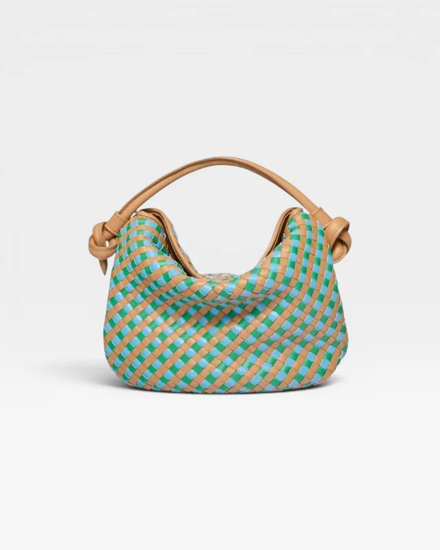 Elis Mini Crescent Bag - Cognac Woven Calf made by Freda Salvador