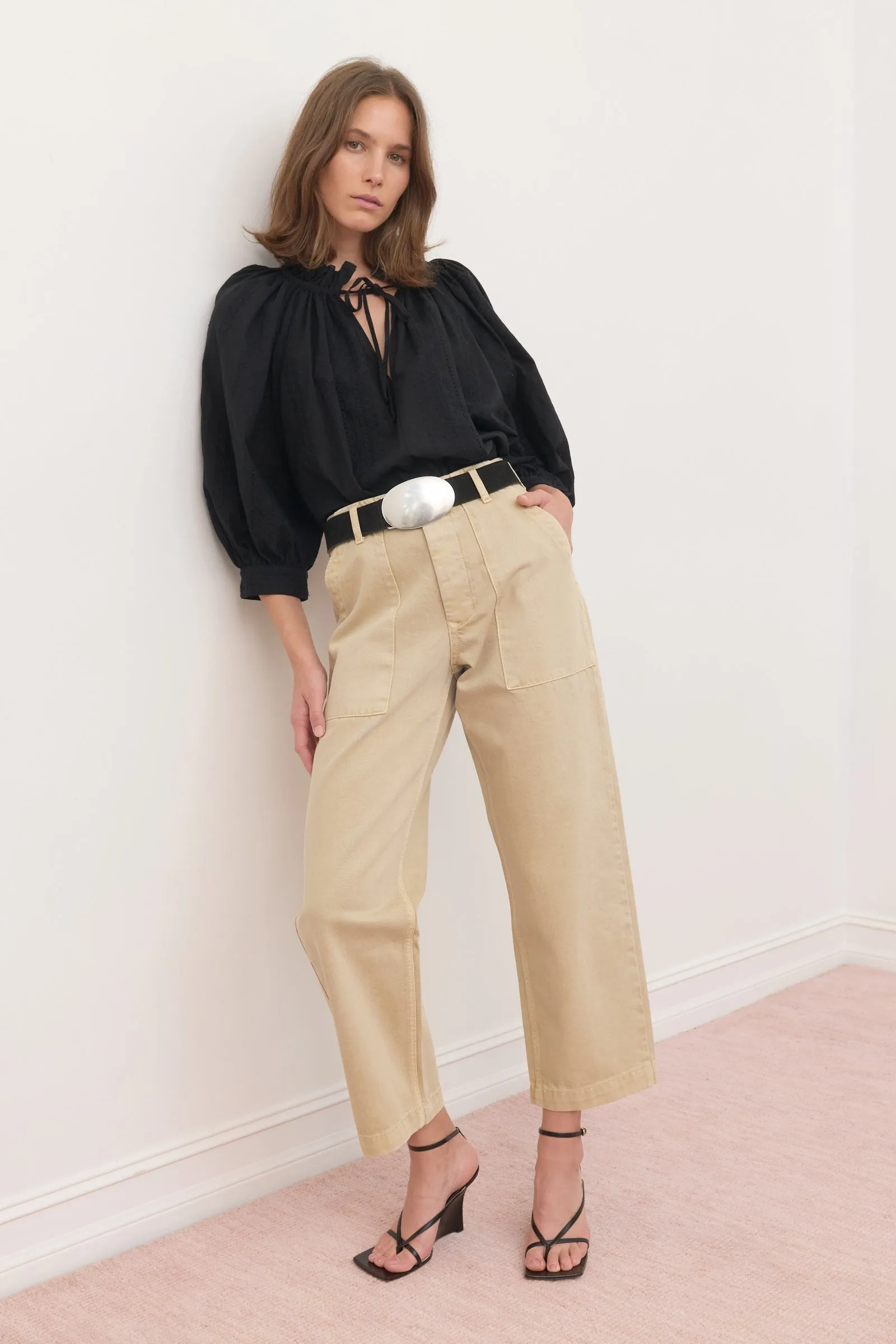Alex Midrise Utility Cotton Jean - Sand sold by Jones