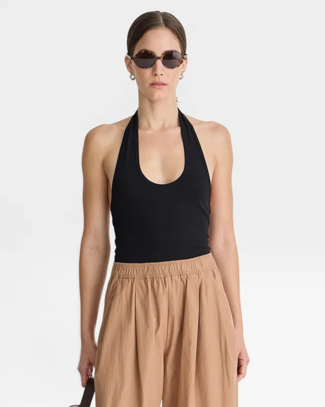 Bodi Halter Bodysuit - Black made by Apiece Apart