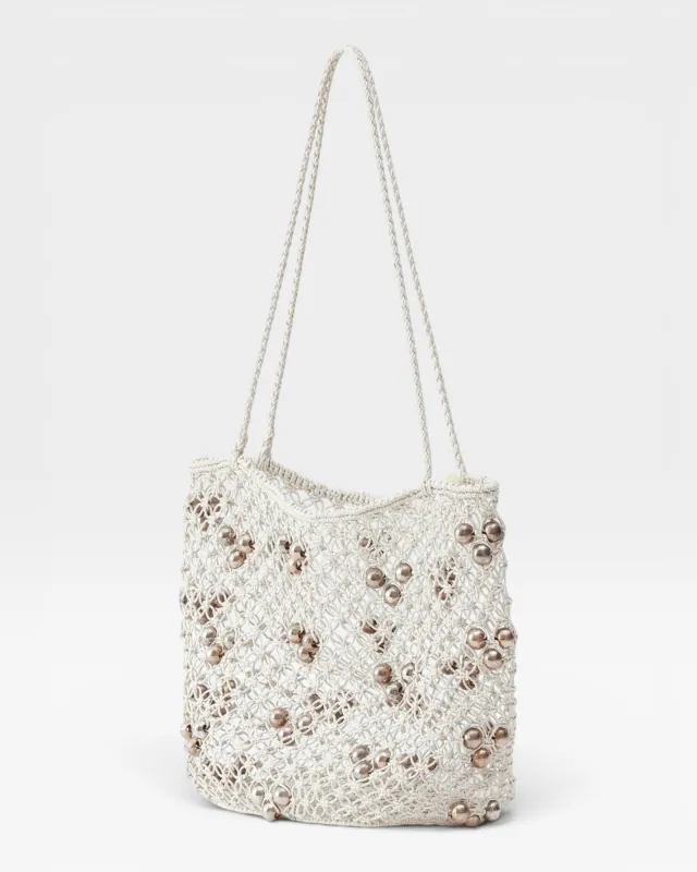Mini Web Bag - Leather Beads Macrame Silver made by Rachel Comey