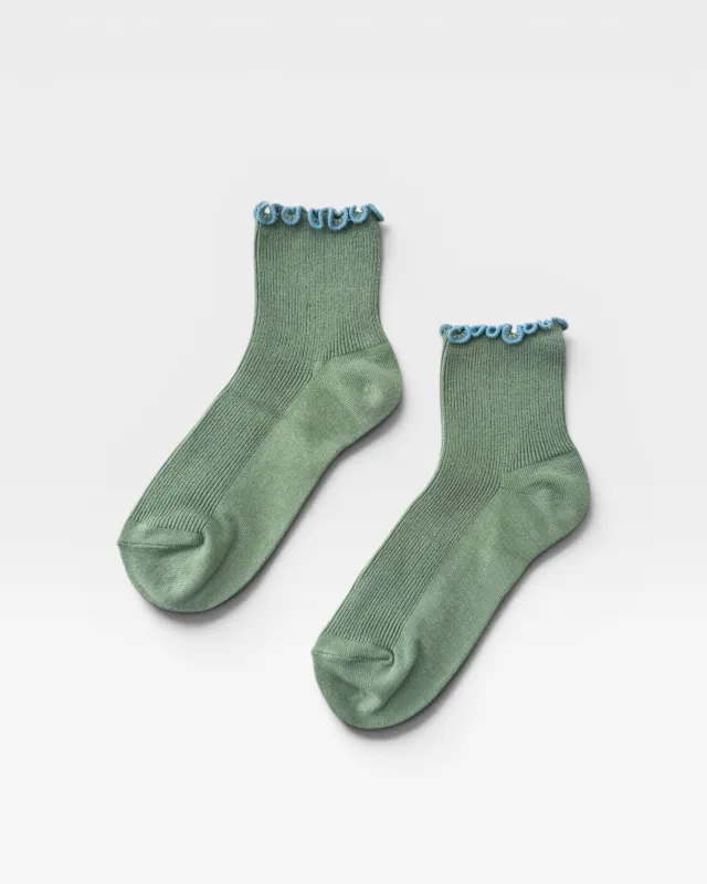 The Petite Ruffled Modal Socks - Sea Glass / Powder Blue made by Le Bon Shoppe