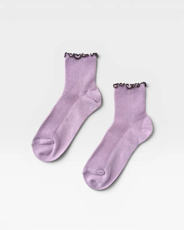 The Petite Ruffled Modal Socks - Lilac / Brown made by Le Bon Shoppe