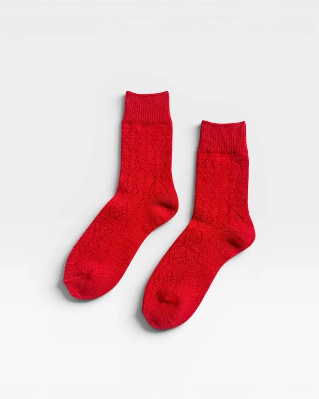 Cashmere Pointelle Socks - Red made by Le Bon Shoppe