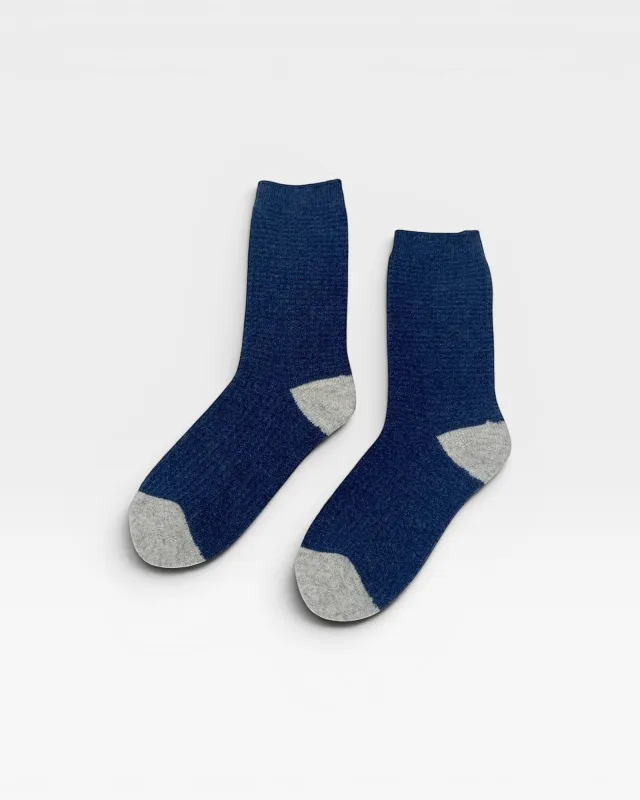 Wool Waffled Socks - Denim / Stone made by Le Bon Shoppe