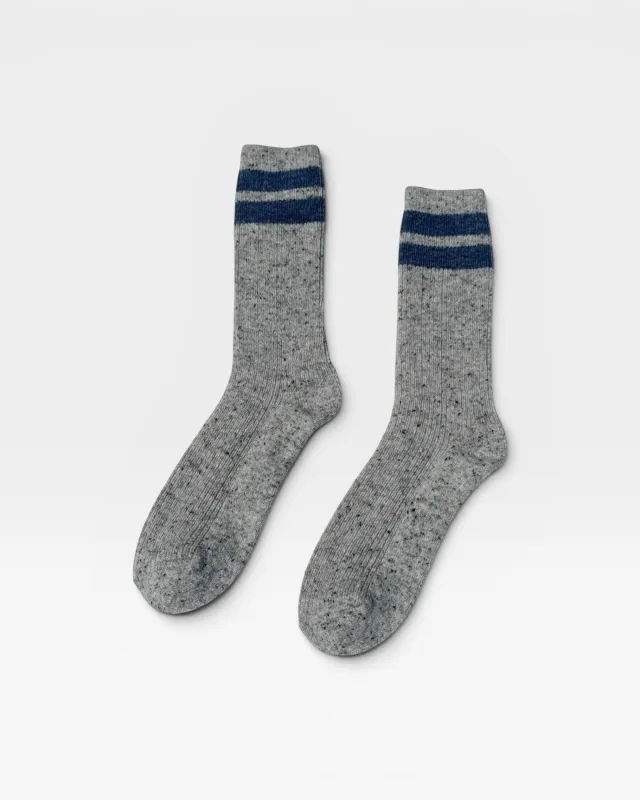 Snow Varsity Socks - Grey / Blue made by Le Bon Shoppe