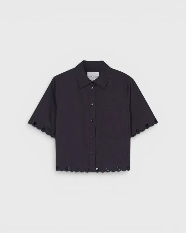 Embroidered Short Sleeve Shirt - Black made by Closed