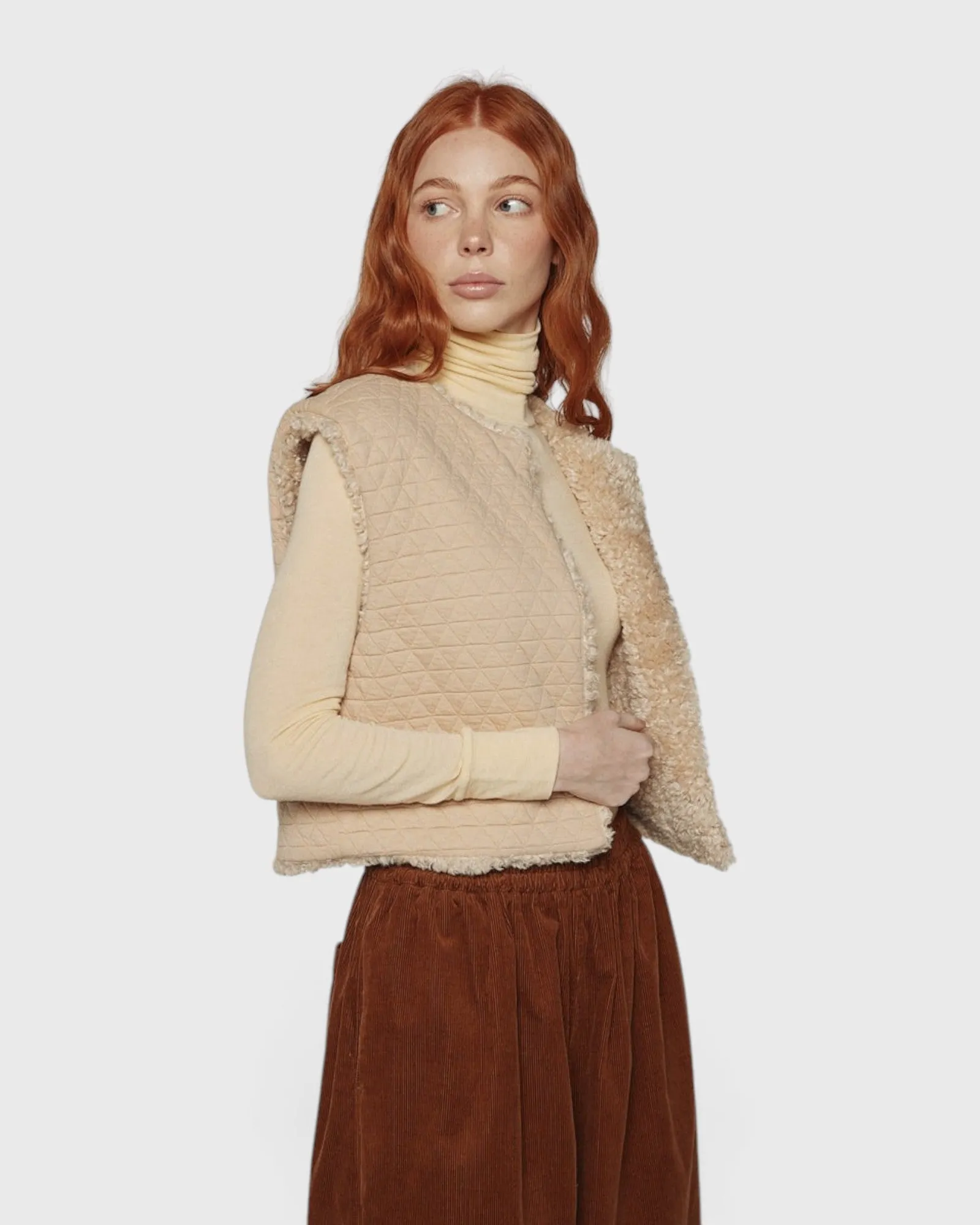 Reversible Fur Short Vest - Oatmeal/Beige sold by Jones product image thumbnail 2