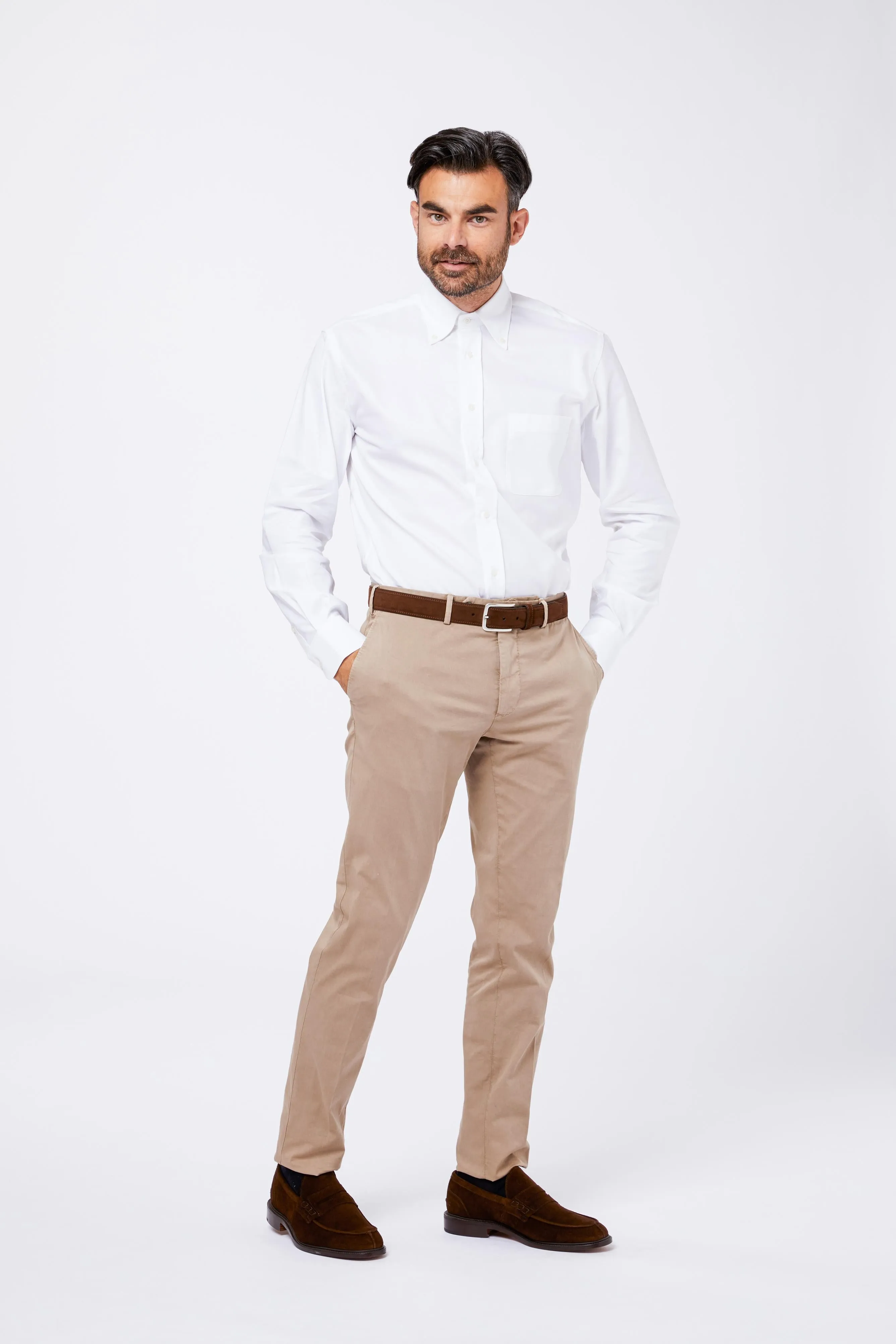 Camicia Bianca Cotone Oxford Unito Collo Button Down sold by principe di firenze