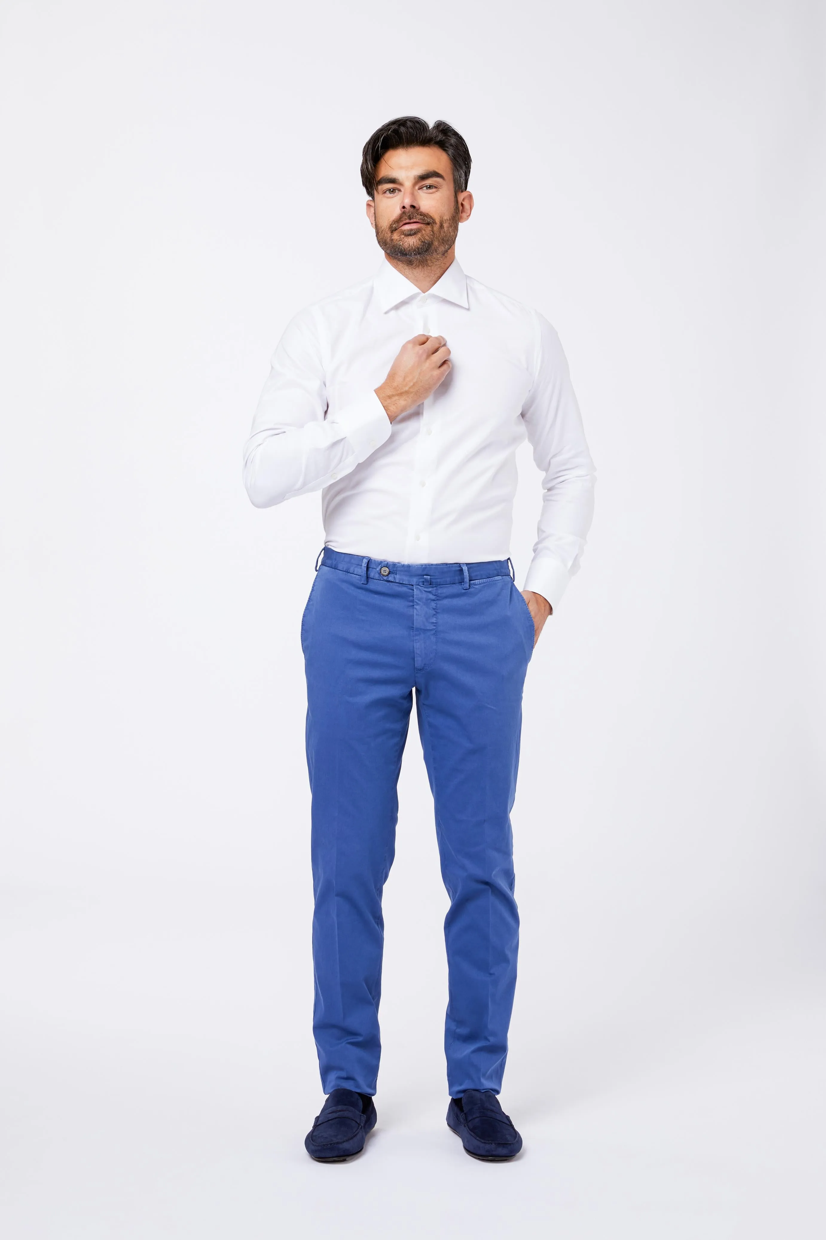 Camicia Bianca Pint Point Unito Collo Mezzo Francese sold by principe di firenze