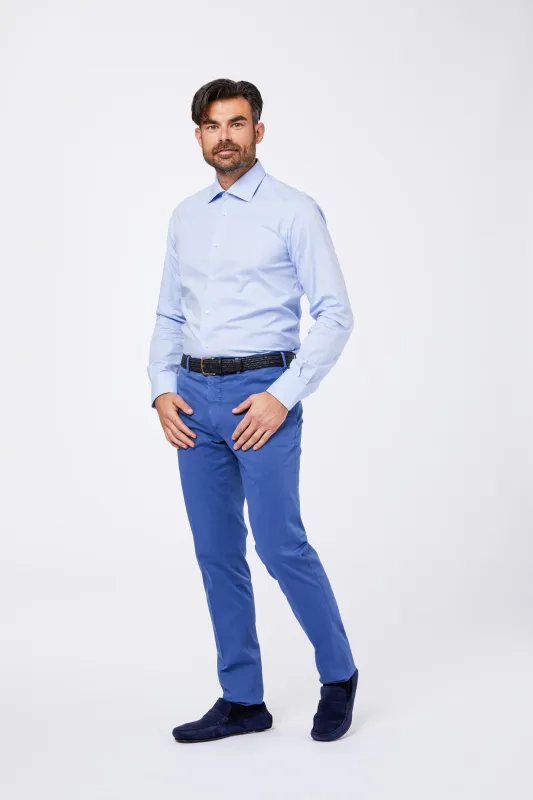 Camicia Celeste Pint Point Unito Collo Mezzo Francese made by principe di firenze