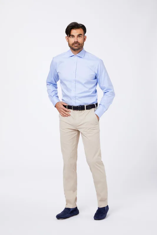 Camicia Azzurra Cotone Twil Collo Francese made by principe di firenze