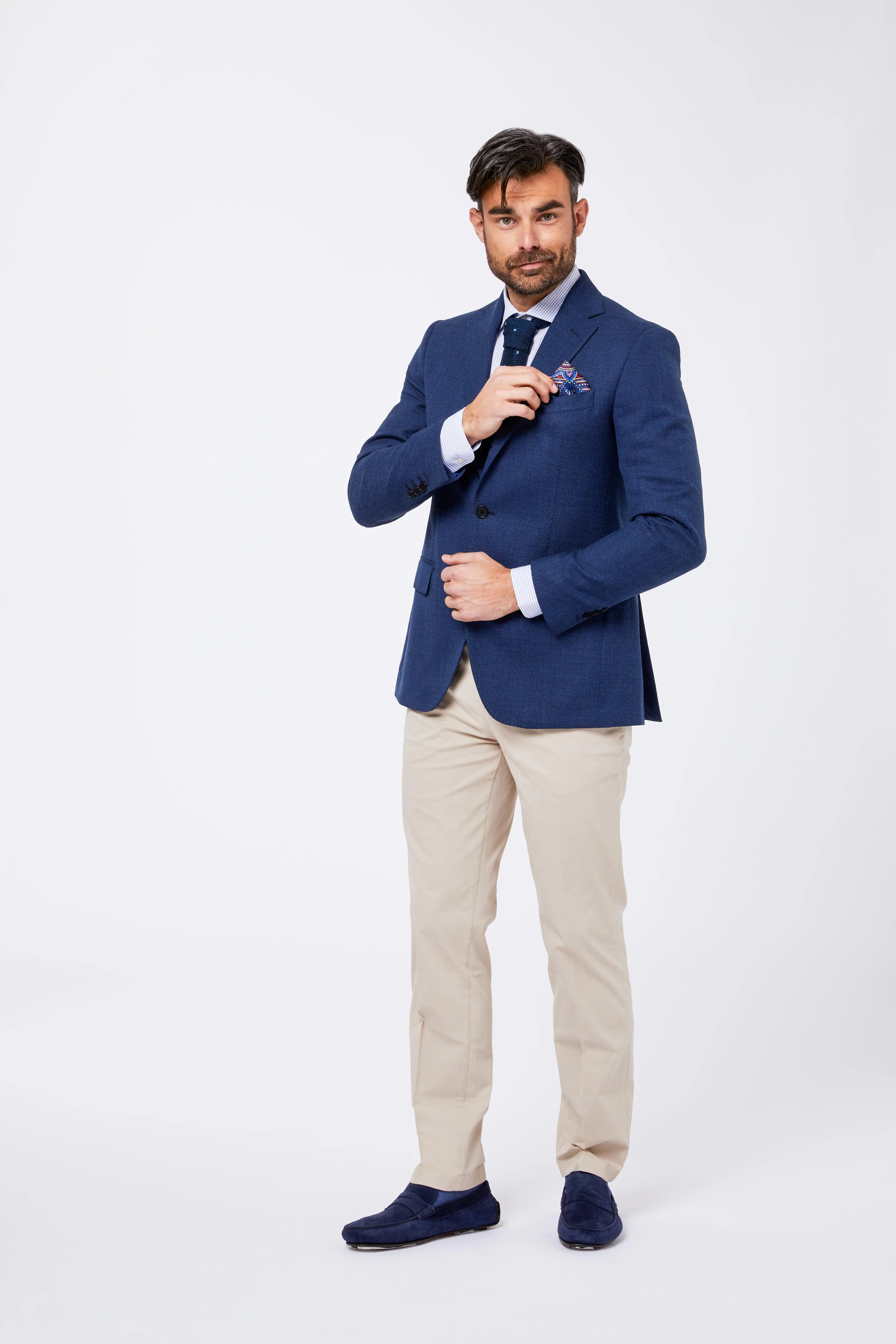 Camicia Celeste Cotone Quadrettato Collo Francese sold by principe di firenze product image thumbnail 2