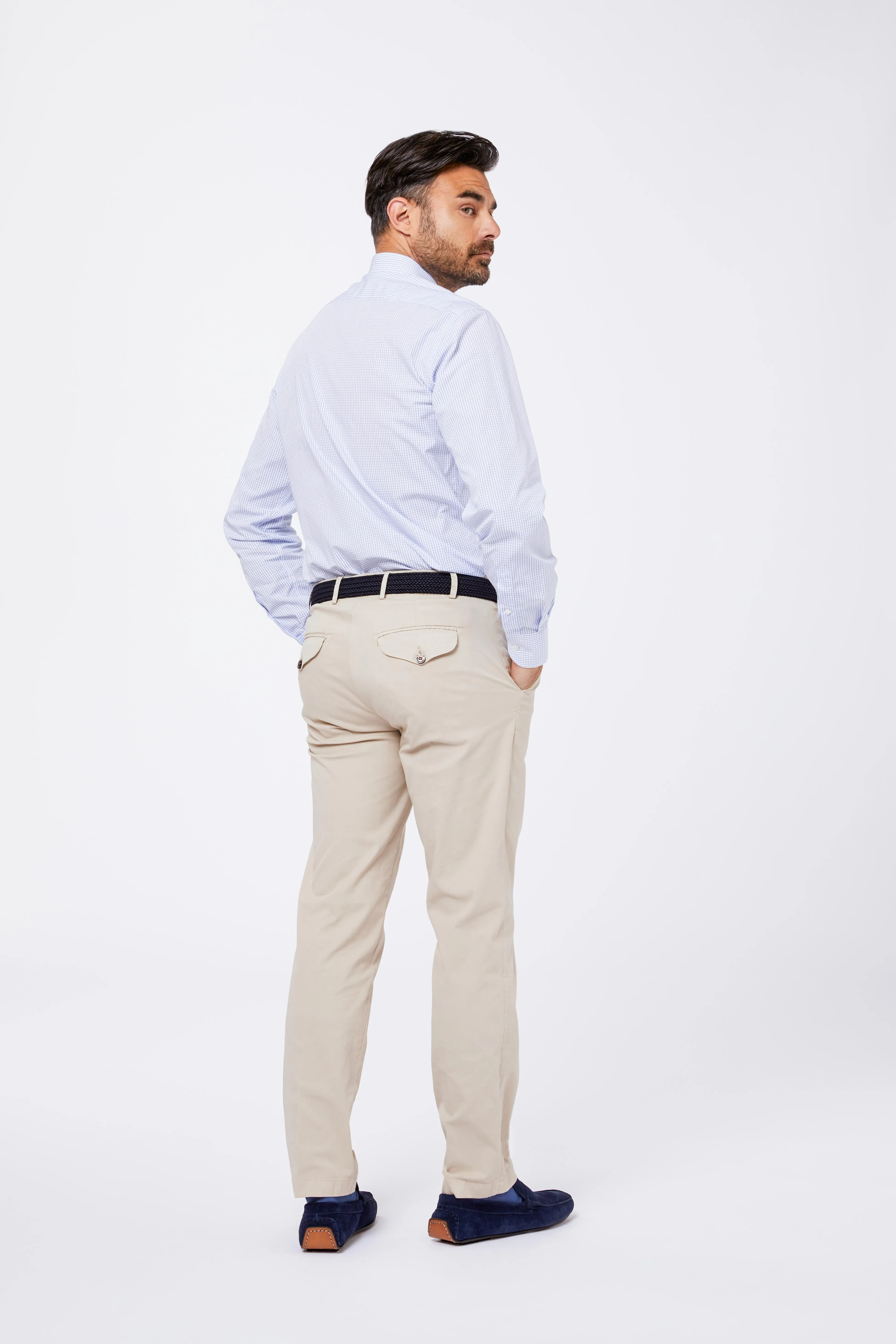 Camicia Celeste Cotone Quadrettato Collo Francese sold by principe di firenze product image thumbnail 3