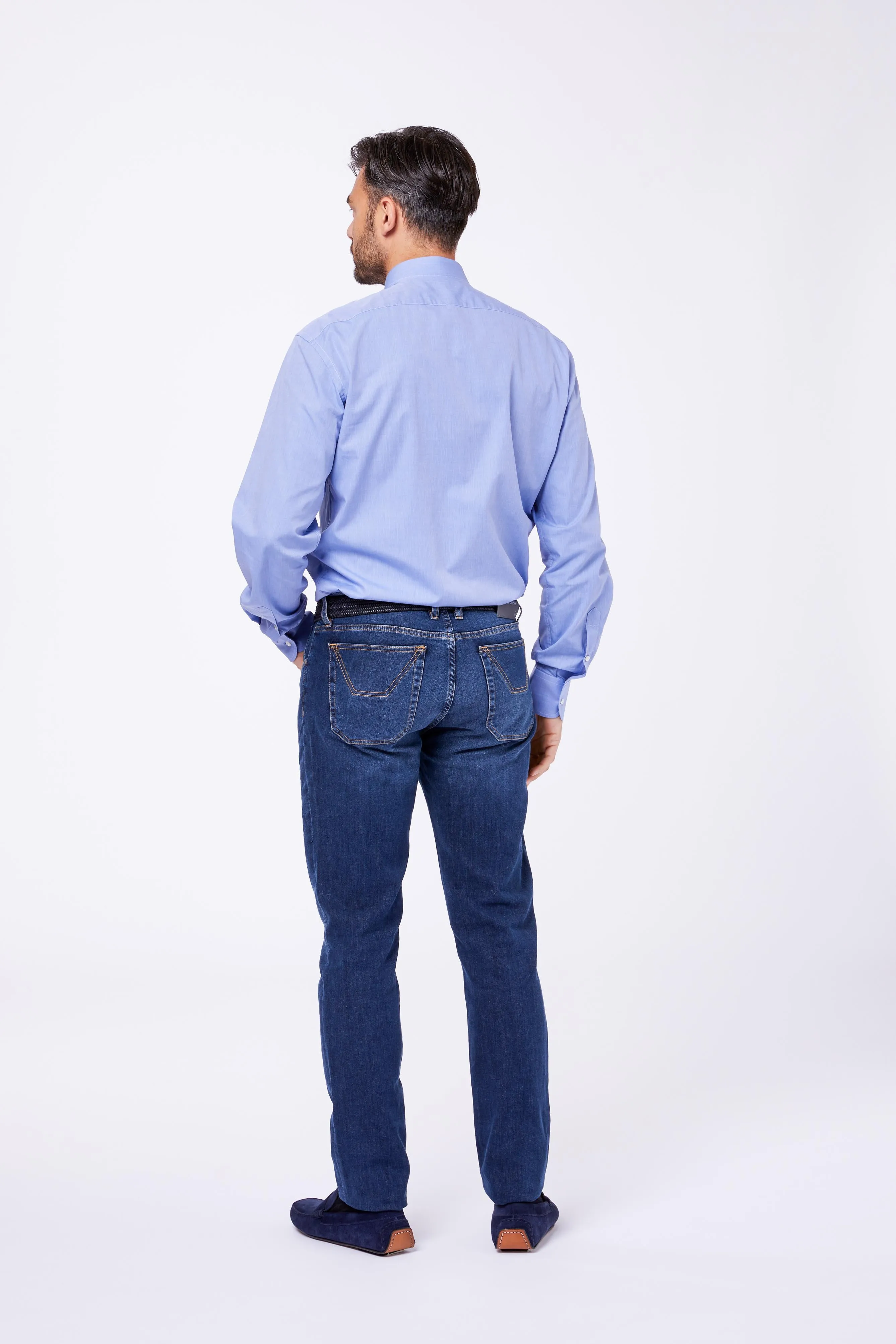 Camicia Azzurra Cotone Fil a Fil Collo Francese sold by principe di firenze product image thumbnail 3