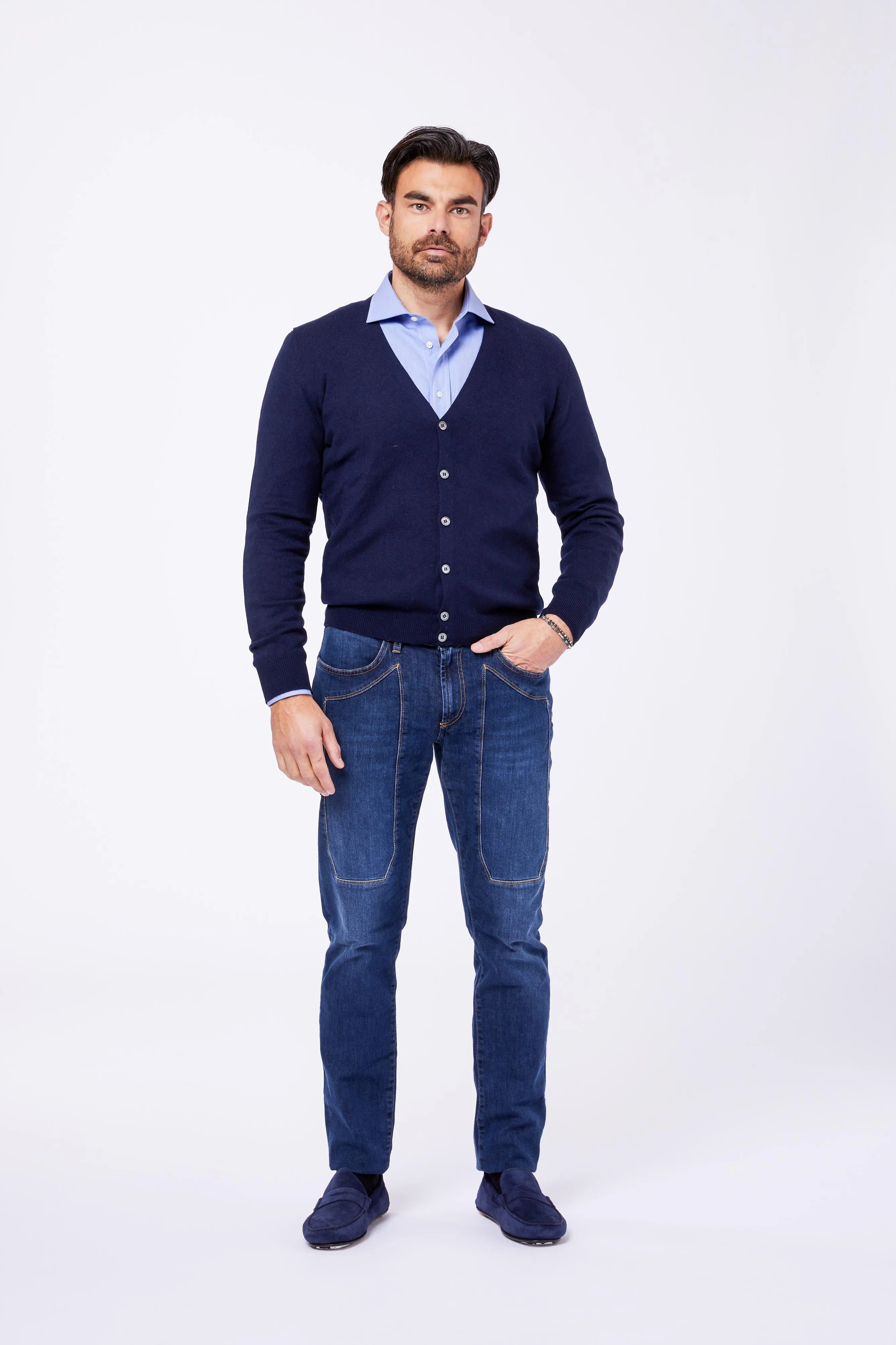 Camicia Azzurra Cotone Fil a Fil Collo Francese sold by principe di firenze product image thumbnail 2