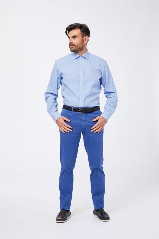 Camicia Azzurra Cotone Popeline Collo Mezzo Francese made by principe di firenze