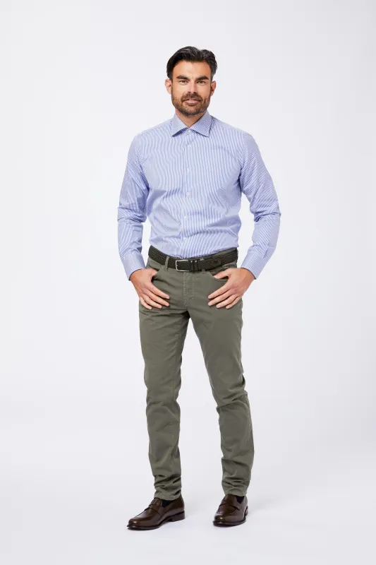 Camicia Azzurra Popeline Bastone Collo Mezzo Francese made by principe di firenze