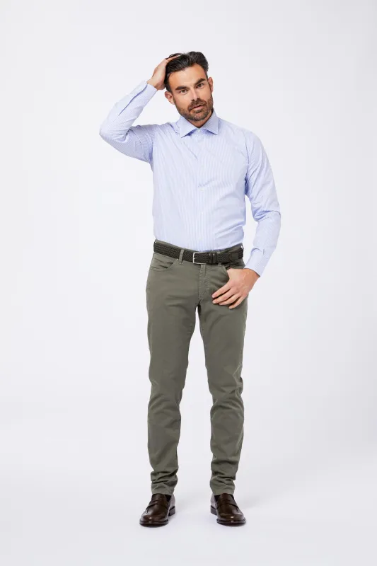Camicia Celeste Popeline Bastone Collo Mezzo Francese made by principe di firenze