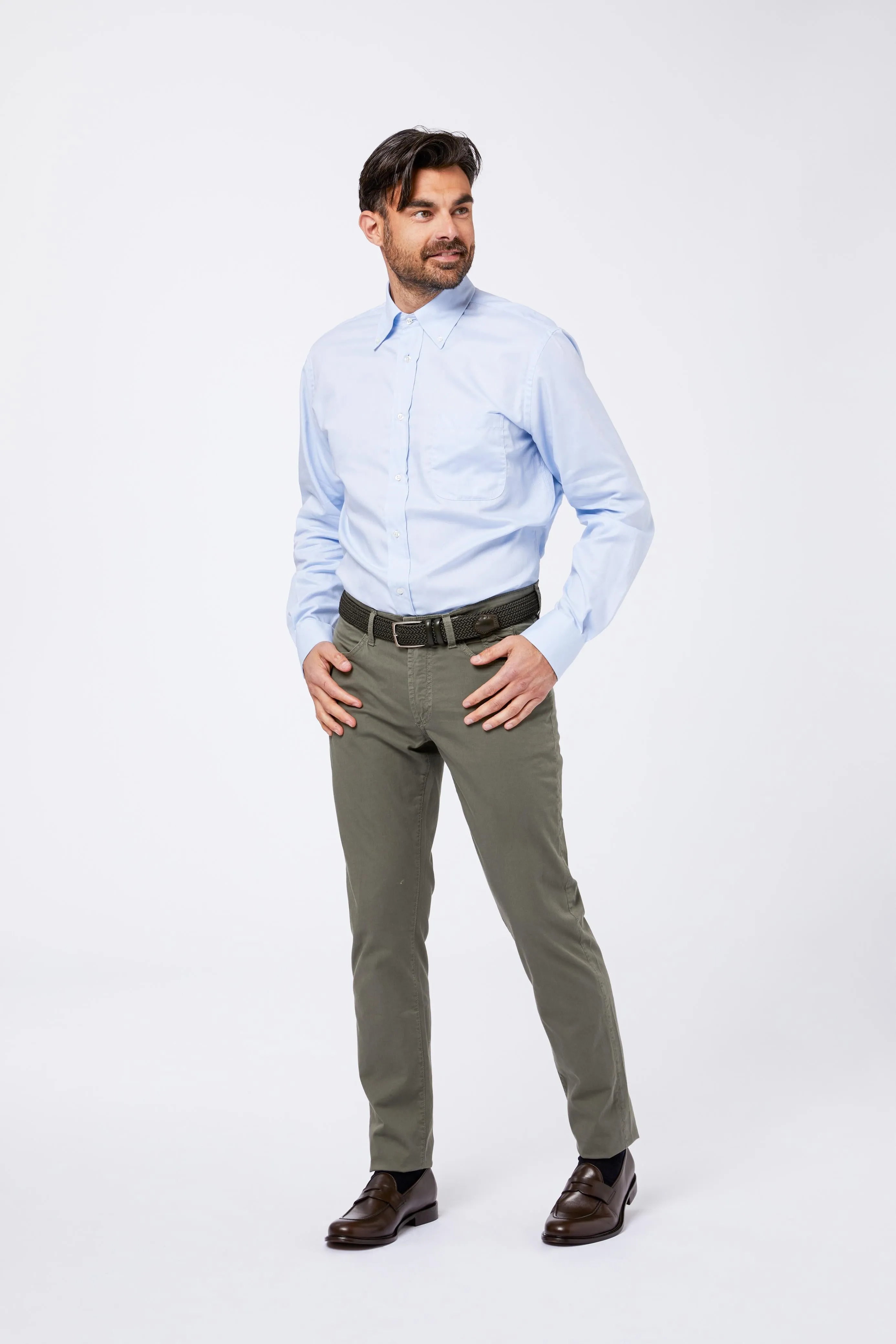 Camicia Azzurra Giro Inglese Collo Button Down sold by principe di firenze product image thumbnail 2