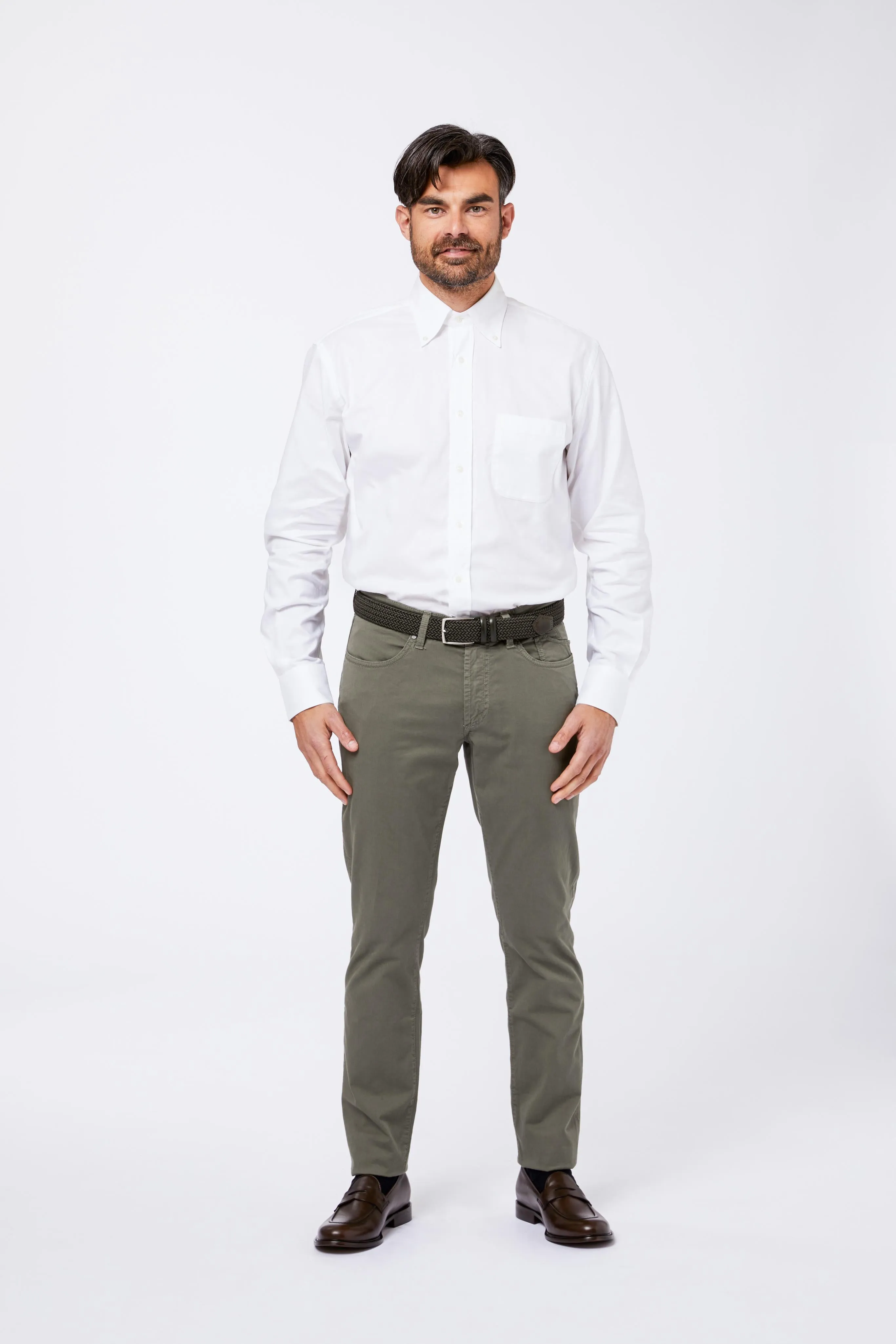 Camicia Bianca Giro Inglese Collo Button Down sold by principe di firenze