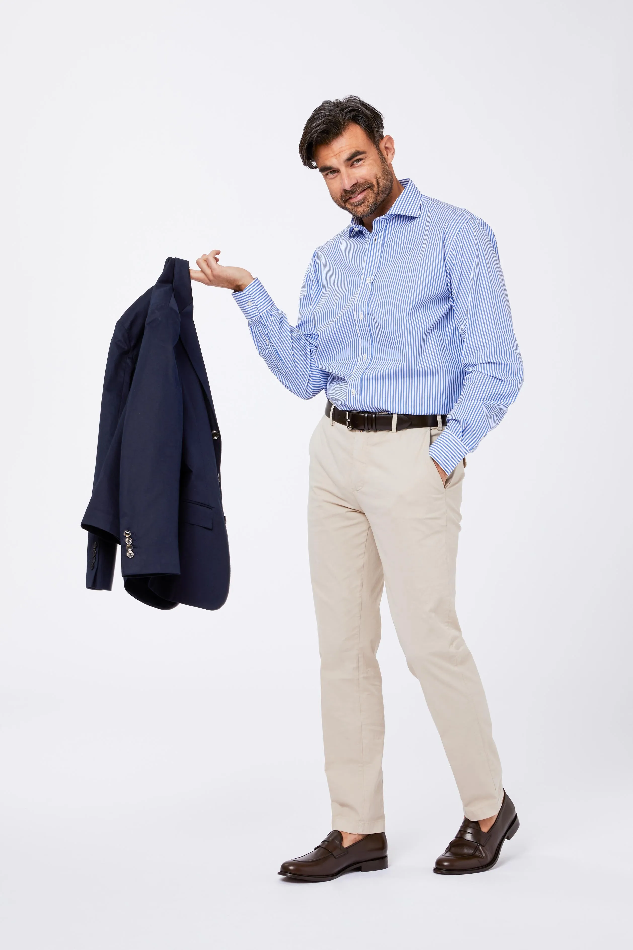 Camicia Azzurra Cotone Popeline Collo Francese<BR/> sold by principe di firenze product image thumbnail 2