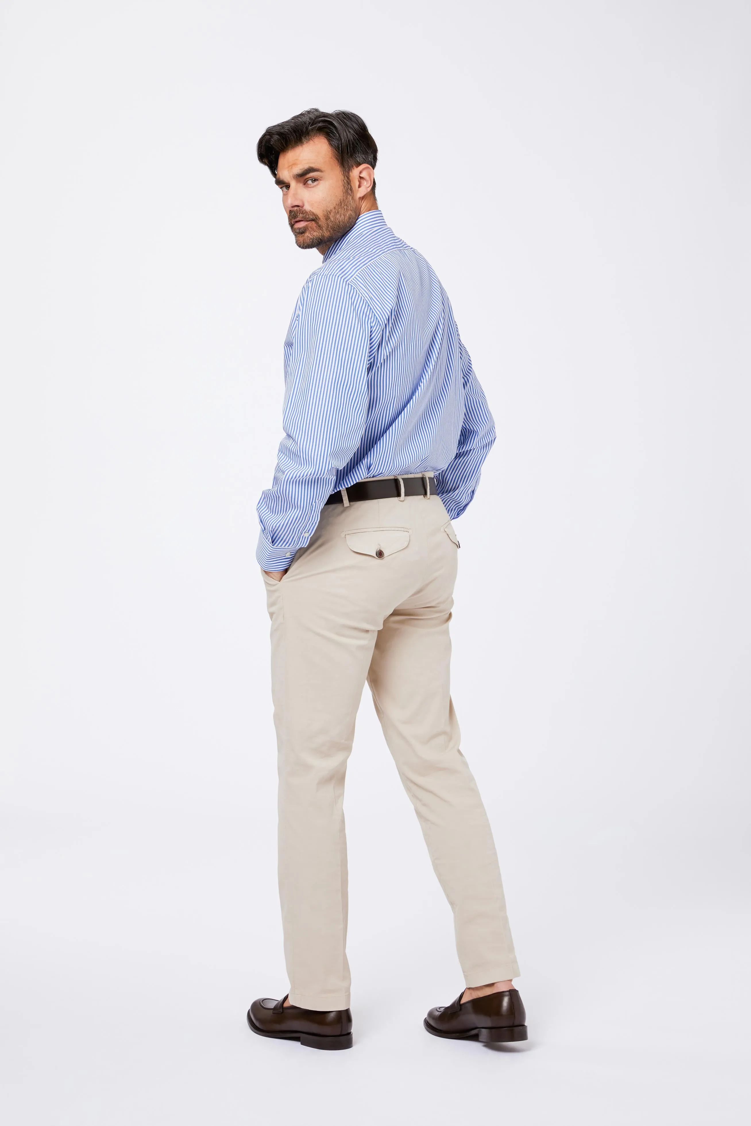 Camicia Azzurra Cotone Popeline Collo Francese<BR/> sold by principe di firenze product image thumbnail 3